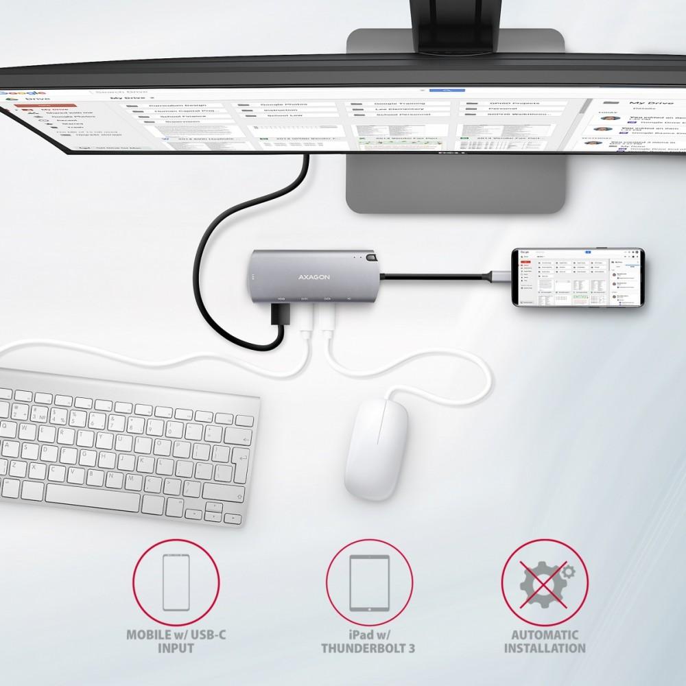 Хаб HMC-6M2 USB-C 3.2 Gen 1 хаб w. M.2 SATA + HDMI + GLAN + 2x USB-A + PD 100 Вт