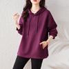 2024 Новые весенние женские толстовки больших размеров с длинным рукавом фиолетового цвета. Карманы Свободные повседневные однотонные футболки с базовым дизайном Новый пуловер