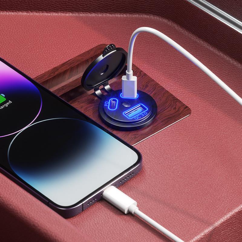 Розетка USB C, 12 В, двойной PD, 45 Вт, USB-C и QC3.0, USB-порт, автомобильное зарядное устройство с переключателем для автомобиля, лодки, морского грузовика, мотоцикла