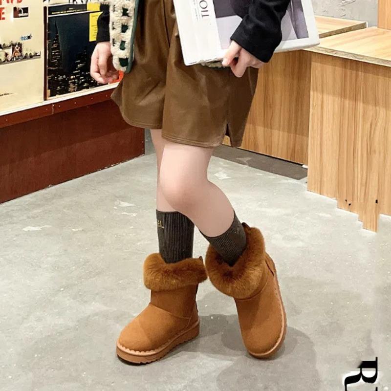 Зимние новые детские зимние сапоги для девочек, плюс бархатные короткие сапоги принцессы для девочек, теплая детская хлопковая обувь для детей