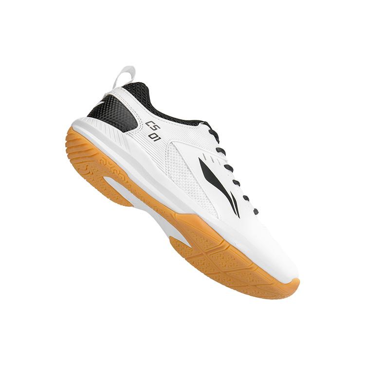New LiNing Feather Cushioning, Slip Resistant, Abrasion Resistant, Breathable Low Top Badminton Shoes Unisex White Black AYTS034-5