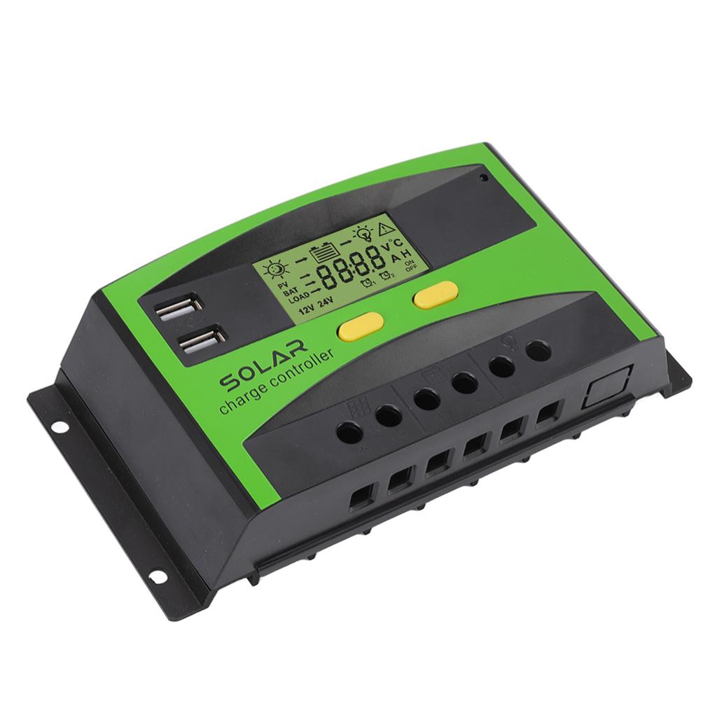 12 В/24 В ШИМ-контроллер солнечной батареи с двумя USB-портами и двумя кнопками управления, контроллер солнечной зарядки с ЖК-дисплеем