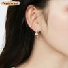 Naniwaai Earrings for High Quality Painless 925 18K Platinum for White Day Women, Popular, Zirconia, Earrings, Silver, Twisted, Hypoallergenic, Gold,