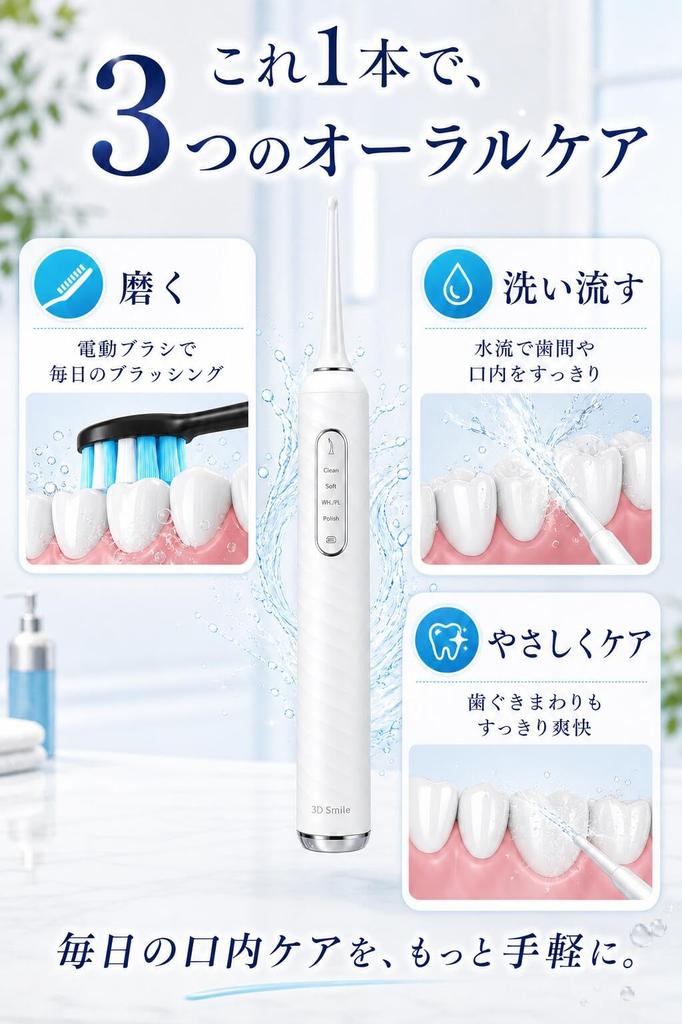 3D Smile Ирригатор для полости рта Электрическая зубная щетка Водяная нить Ополаскиватель для рта Чистка Межзубный струю Портативный Водонепроницаемый Зубная паста 3D Smile Десны