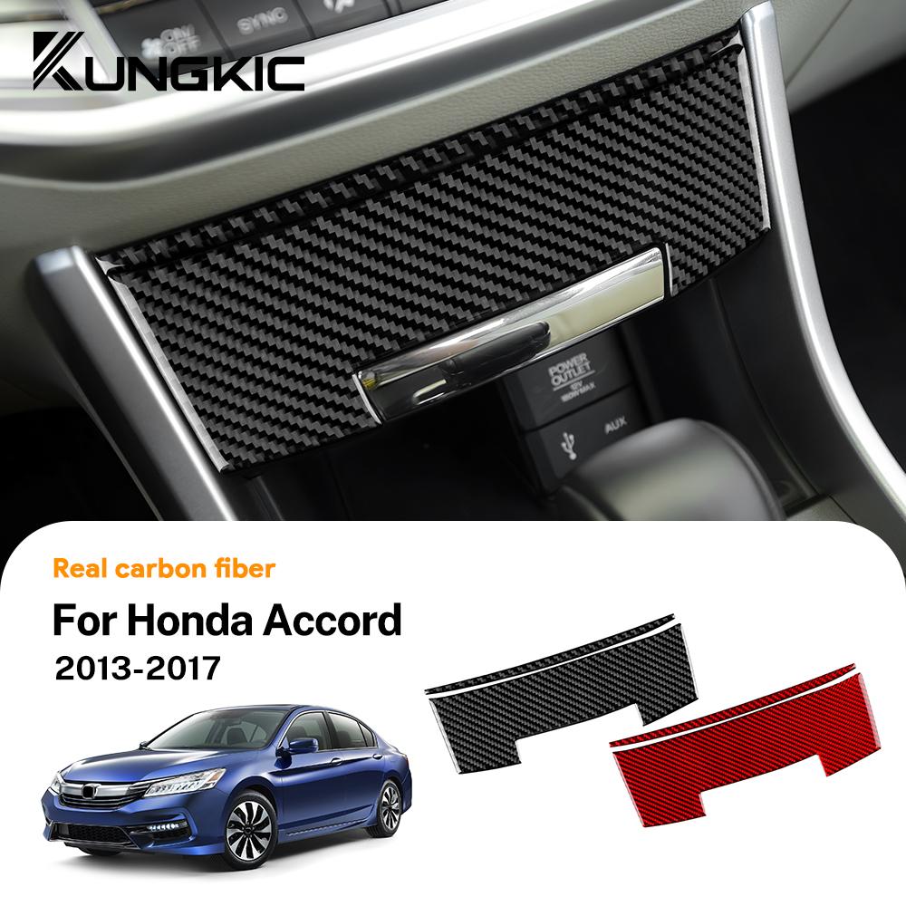 Наклейка из настоящего мягкого углеродного волокна для Honda Accord 2013 2014 2015 2016 2017 LHD Панель ящика для хранения автомобиля Внутренняя отделка Аксессуары