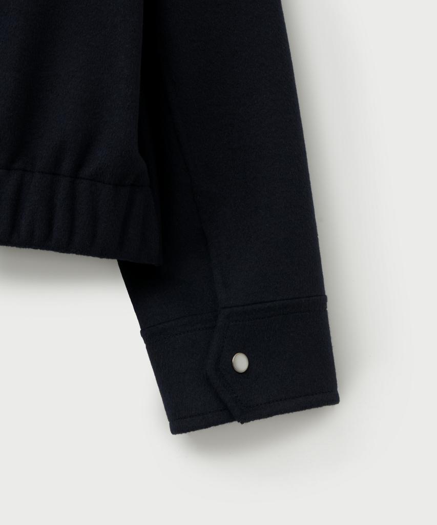 Satur (W) Shearling Collar Wool Blend Jacket Navy