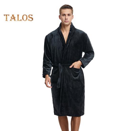 Ночная рубашка из фланели с карманами, длинными рукавами, шнуровкой, открытым спереди, длиной до колена, мужской халат для отдыха, одежда для сна