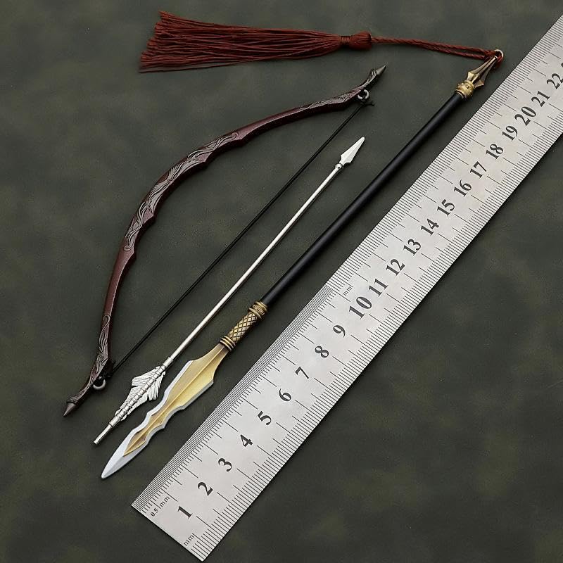 [Некогамияма] Suikoden Герой-полководец Оружие Копьё Ханаэй 22 см длиной и Лук и стрелы 18 см длиной / Миниатюрная фигурка Коллекционный декор