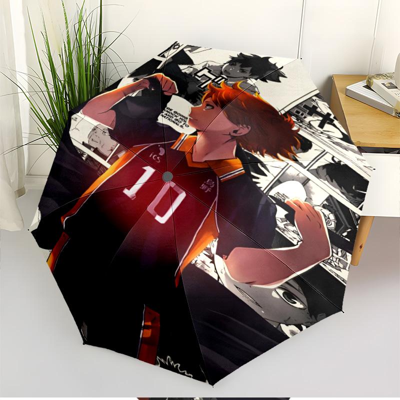 Автоматический складной зонт с принтом Haikyu, портативный, для улицы, поездок на работу, походов, идеальный подарок на день рождения