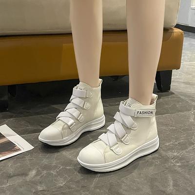 Женская новая летняя модная повседневная одинарная обувь на плоской подошве, парусиновая обувь на высокой платформе-маффине