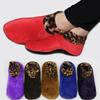 Winter Coral Velvet Brushed Anti-skid Leopard Print Overshoes Home Warm Elastic Floor Socks
