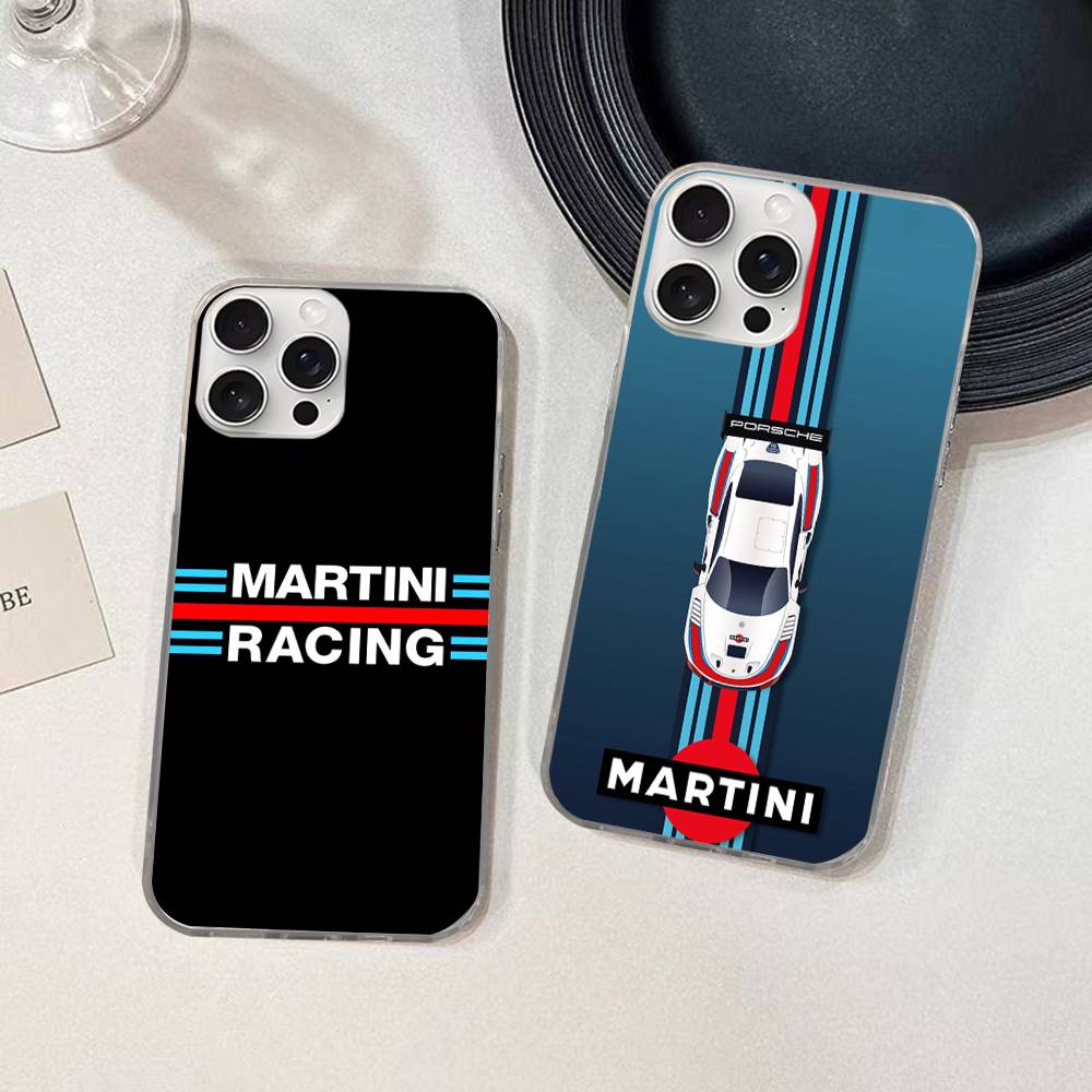 Чехол для телефона M-Martini Racing с горизонтальной полосой для iPhone 17 16 15 14 13 12 11 Plus Pro Max Сатиновый Цветной Глянцевый Чехол