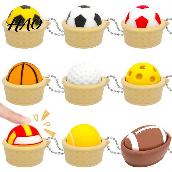 Office Desk Fidget Toy Sports Ball Clicker for Stress Relief, Football Basketball Golf Volleyball Decompression Button Tennis Finger Clicker,