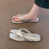 Beautiful Skirt Silver Toe Beach Slippers Women's Summer Wear 2025 New Flat-bottomed Flip-flops Pig's Trotters Cool Slippers