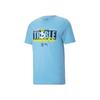 Manchester City Treble Champion Commemorative Letter Print American Vintage Dopamine Crew Neck Short Sleeve T-Shirt Men Tops Light-Blue 779044-04