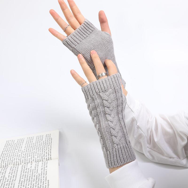 Мужские и женские шерстяные перчатки без пальцев в корейском стиле - модные короткие перчатки осень/зима