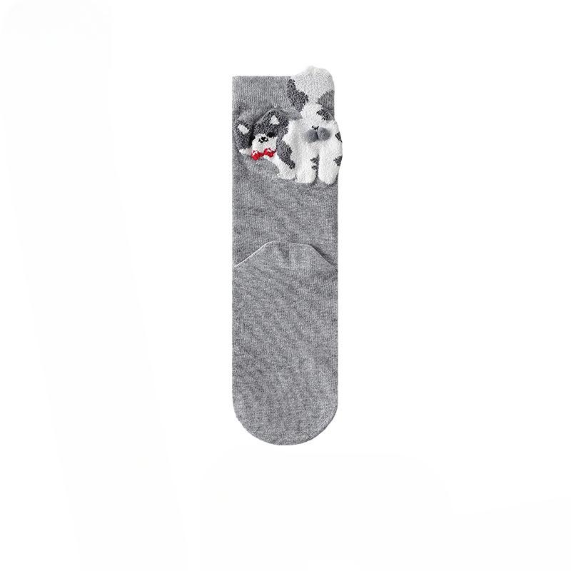 Female Autumn and Winter Lovely Cat Three Dimensional Ball Abstract Funny Warm Tube Socks