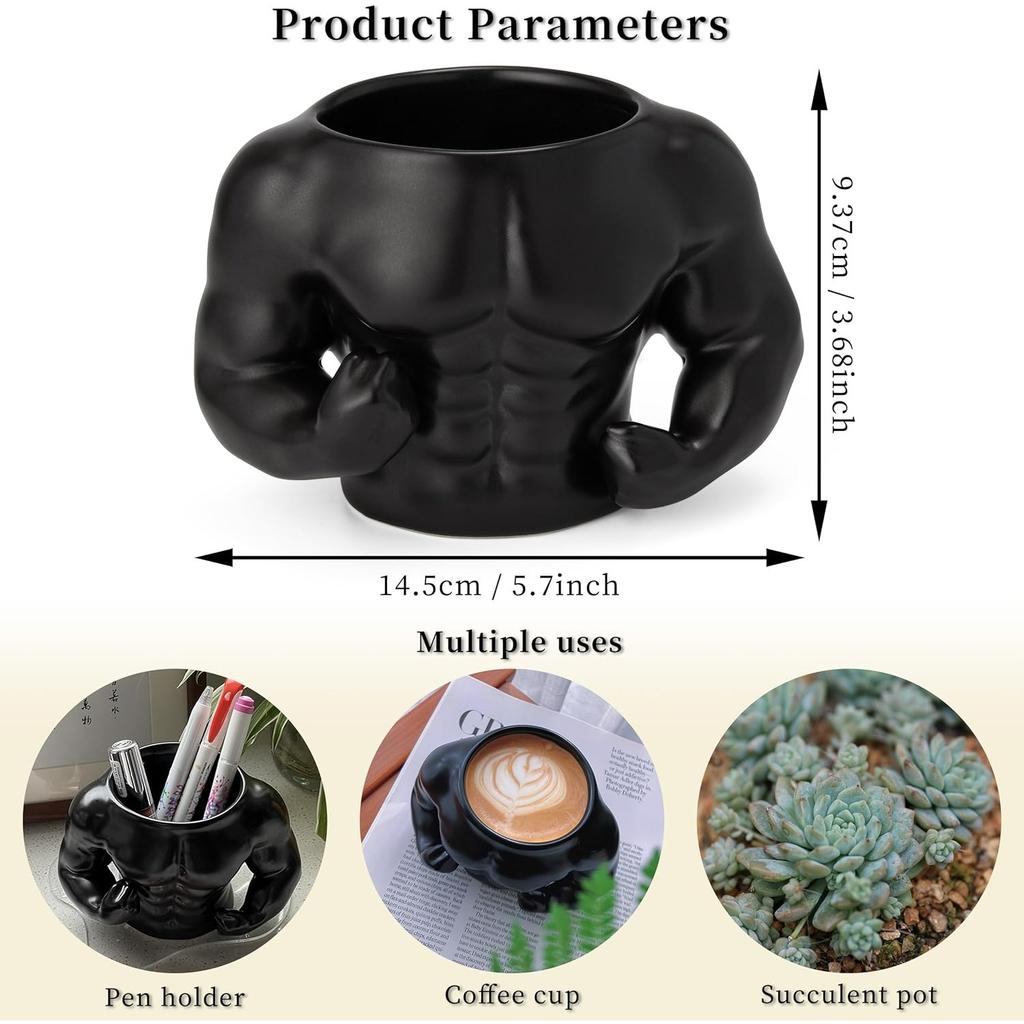 3D Muscle Coffee Cup,Muscle Gym Workout Fit Fitness Little Miss Weights Diet Funny Humour Coffee Cups,Novelty Ceramic Mug Gifts for Women Men Gym