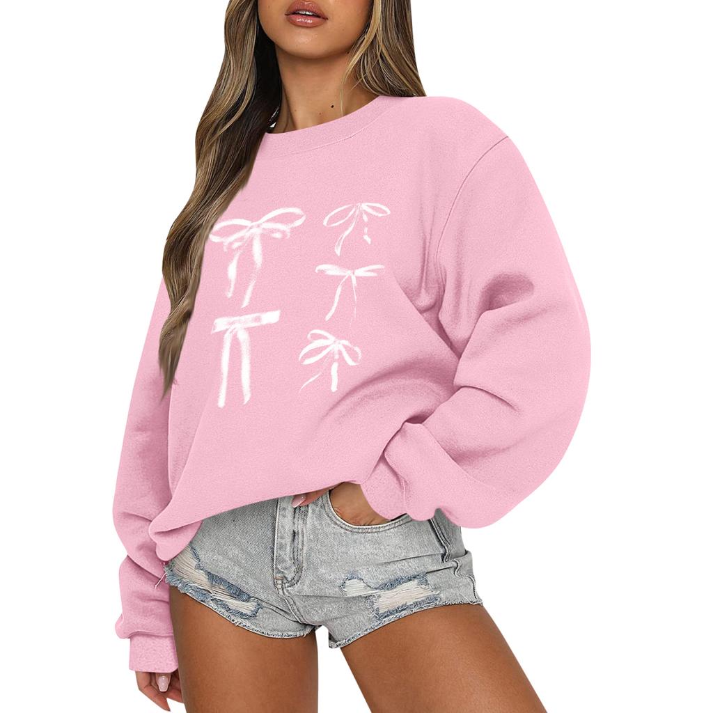 Women Tops Women's Long Sleeve Sweatshirt Casual Crewneck Loose Fit Pollover Fleece Tops