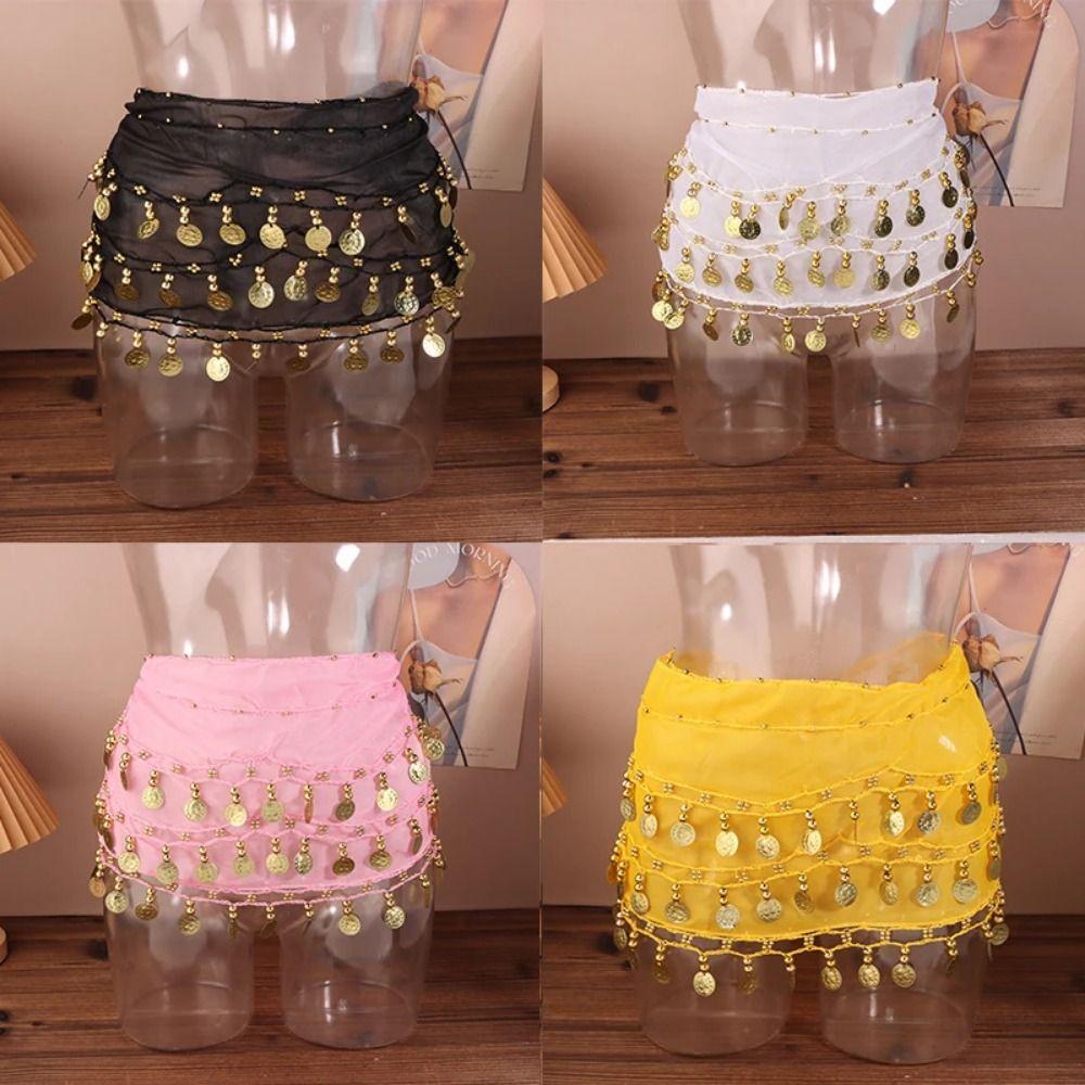 Adjustable Bellydance Waist Chain Gold Color Coins Dancing Waist Belt  Stage Performance