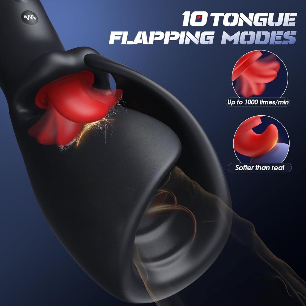 Male Sex Toys for Men Tongue Vibrator Male Masturbator Pocket Pussy Stroker with 10 Licking & Vibrating Modes Penis Vibrator