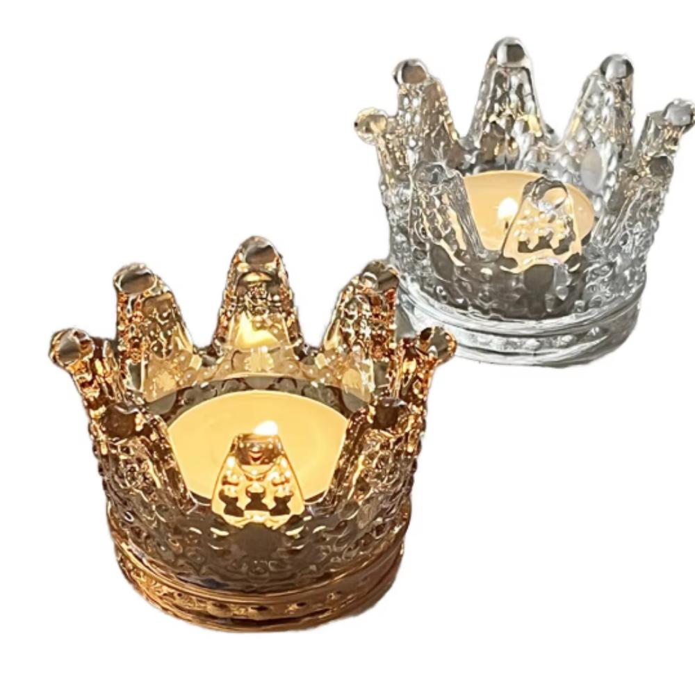 Glass Leisure Time Crown Candle Glass Crown-shaped Glass Candle Holders for Home Decoration