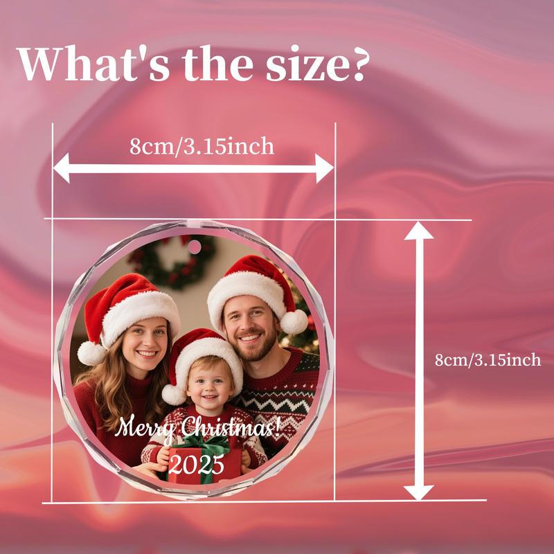 Custom Christmas Photo Ornament,Personalized Xmas Gift for Family Keepsake Glass Ball Tree Decor 2025 Home Anniversary Present
