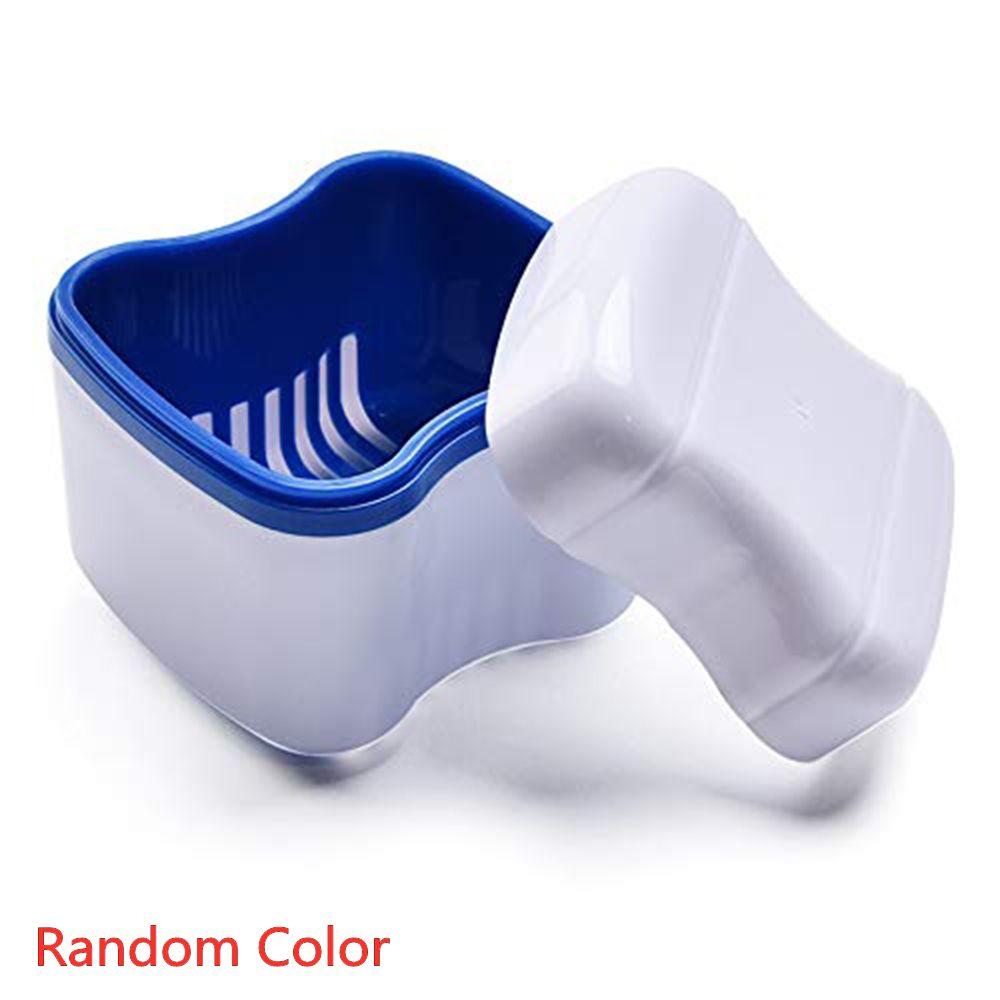 Tool Double-layer Dentures Container with Basket Denture Box Bath Denture Case Cleaner Brush