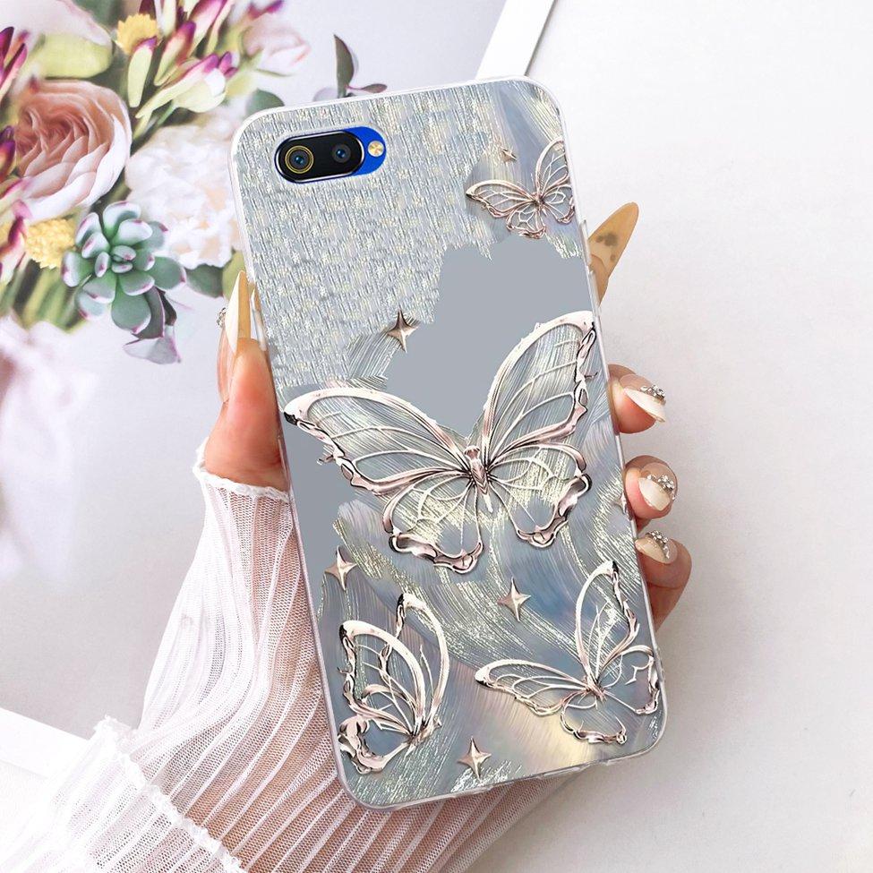Transparent For Realme C2 Case Cover Cute Fashion Butterfly Funny Painted Casing For Realme RMX1941 RMX1945 RMX1943