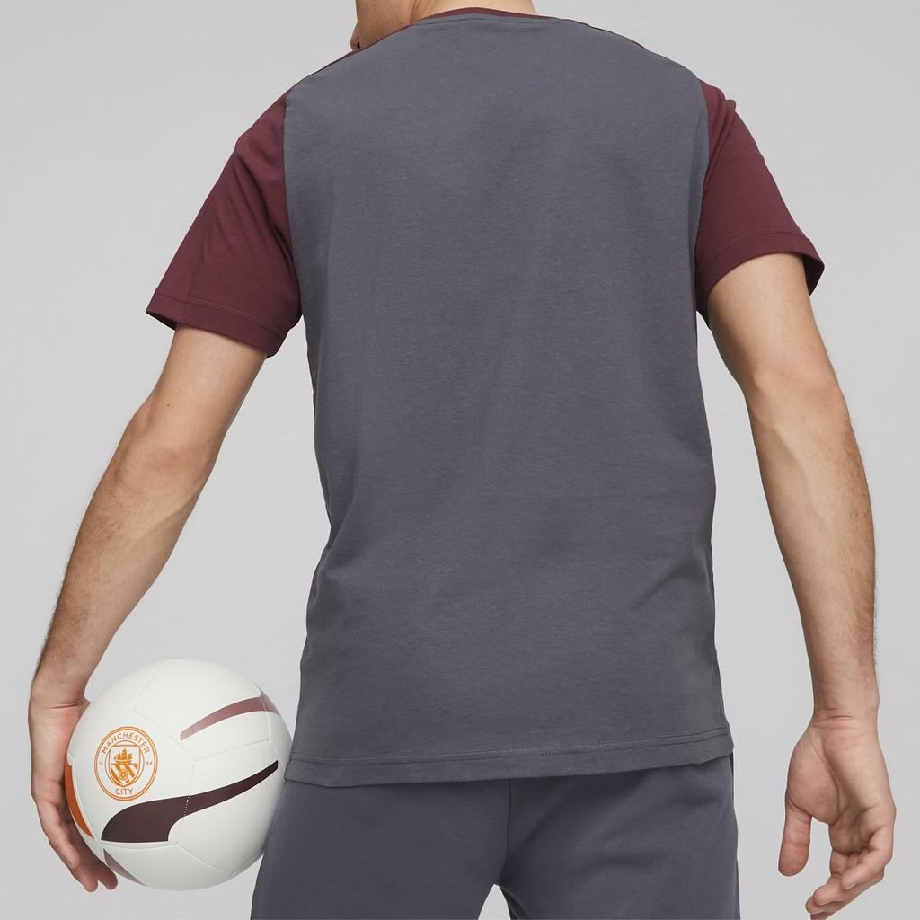 Puma Футболка мужская с коротким рукавом и круглым вырезом с цветным блоком и буквенным принтом, серая 772902-22