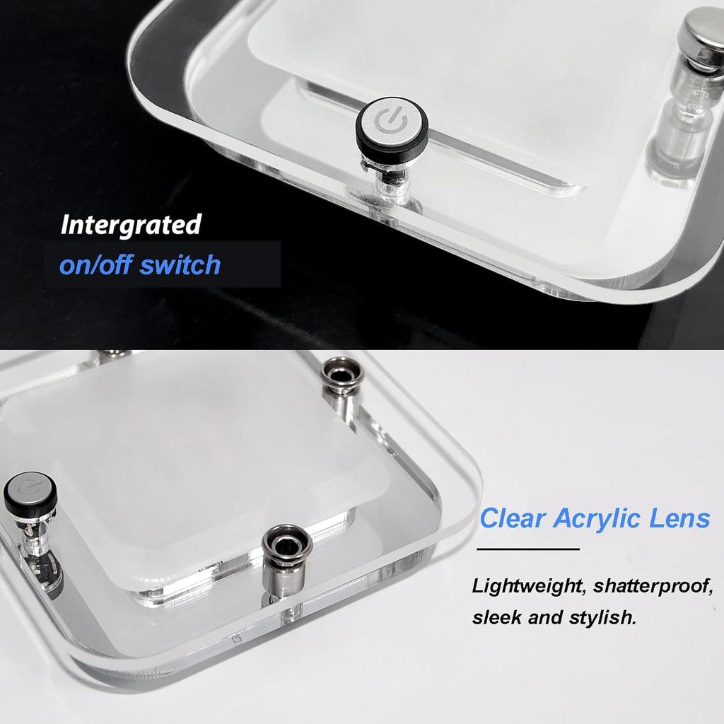 Dream lighting RV Interior Light - 3.5 inch LED Square Ceiling Light Fixture with Switch - 12V Under Cabinet Light with Crystal Lens - 6000K White