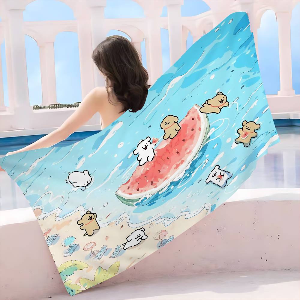 Line CARTOON P-PuppyS Microfiber Printed Beach Towel Mountain Climbing Yoga Beach Swimming Running Absorbent Soft Towel