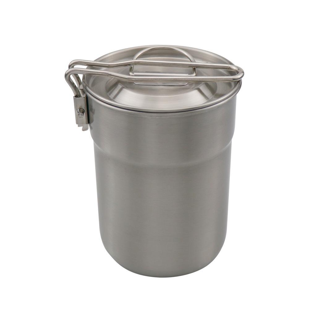 Folding Handle Stainless Steel Mug Stainless Steel Backpacking Cup Camping Coffee Pot Camping