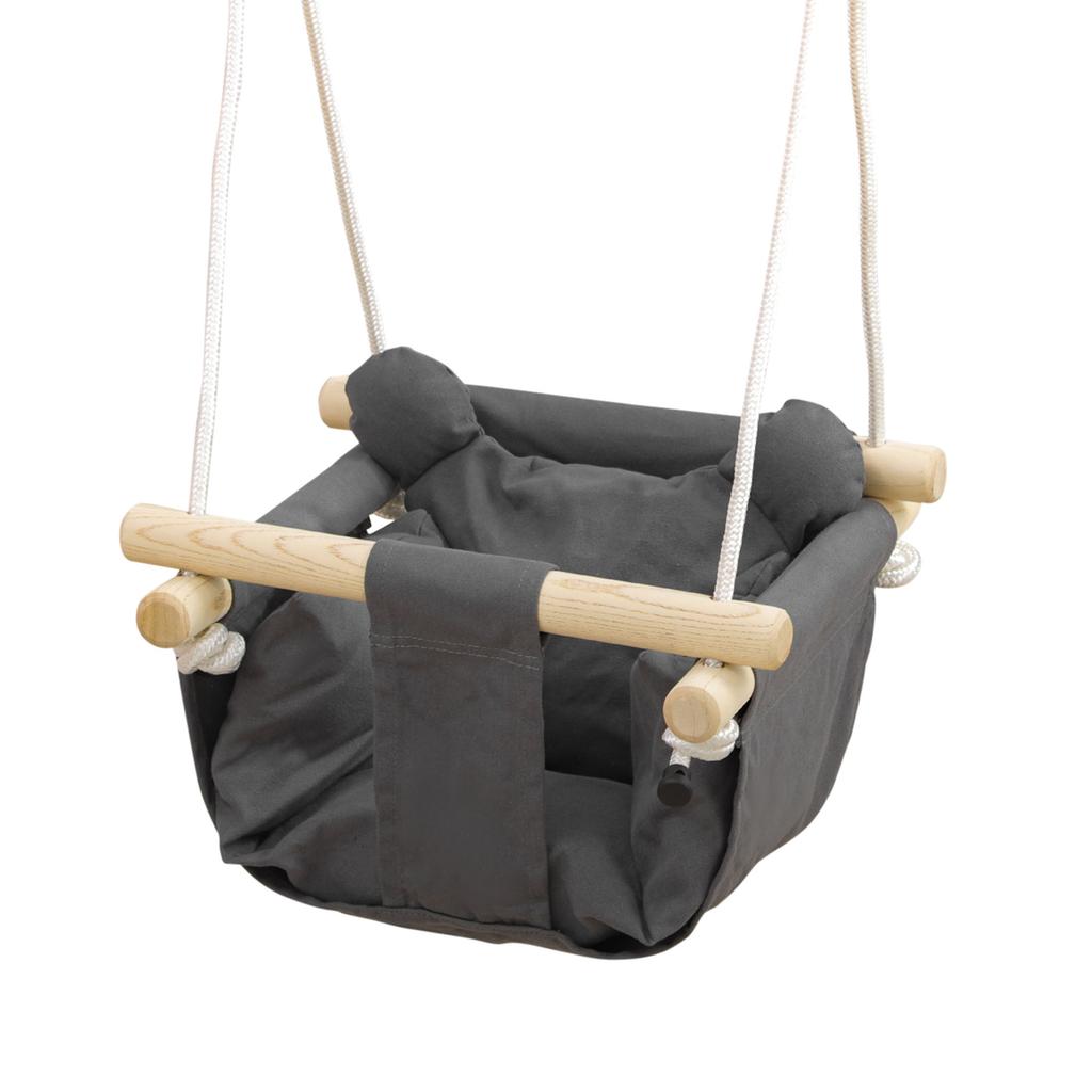 Baby Swing With Adjustable Height For Children Aged 9 36 Months 40x40x110 180 Cm Gray And Wood