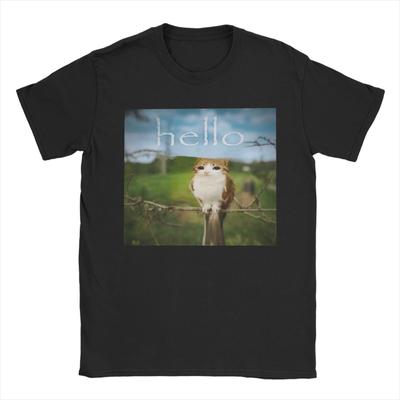 Мужская футболка Hello Meowl CatOwl из хлопка, с коротким рукавом, круглым вырезом и принтом.