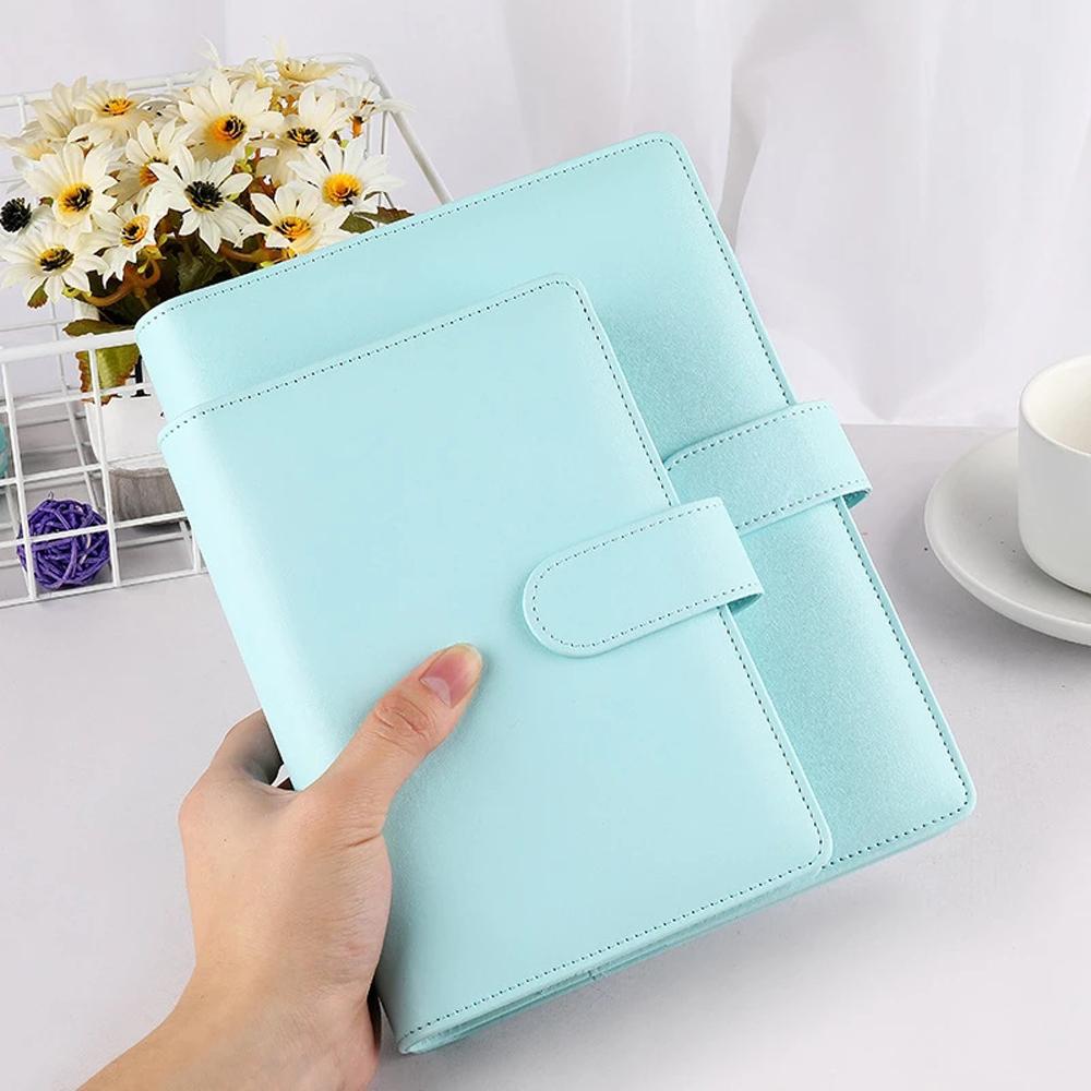 PU Leather Ring Binder Macaroon Color Binder Cover Notebook Cover Loose-Leaf Cover Notepad Cover