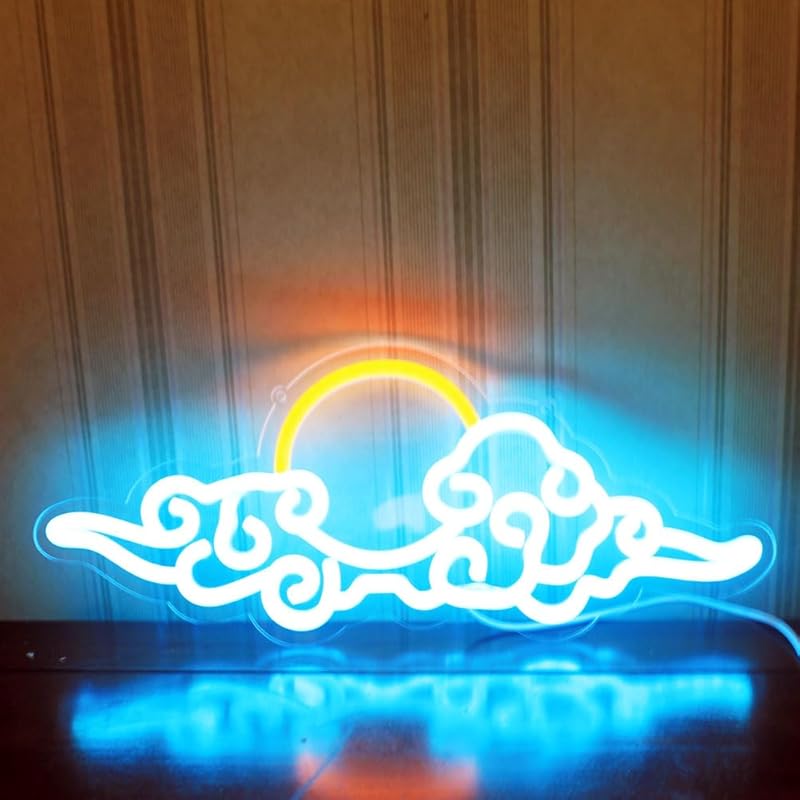 Неоновые вывески «Волна» Светло-голубые светодиодные ночники с диммируемым переключателем для детского настенного декора Питание от USB для гостиной, бара, спальни, рождественский подарок(11.8 *