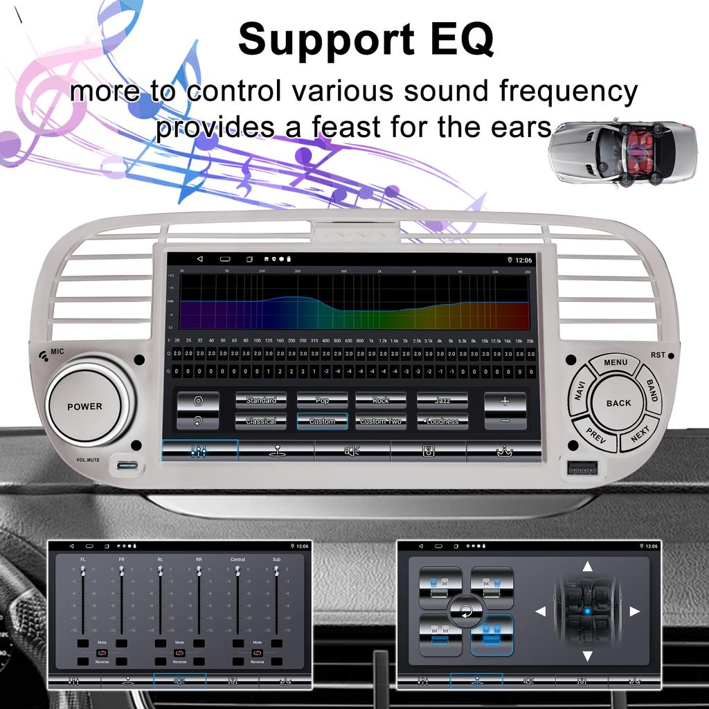 7-дюймовый Android-автомагнитола для FIAT 500 2007-2015, мультимедийный проигрыватель, GPS-навигация, поддержка автомагнитолы Carplay BT DAB OBD2 TPMS