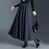 Plaid Drapey A-line Elastic Waist Pleated Midi Skirt - 2025 Winter Slimming Edition