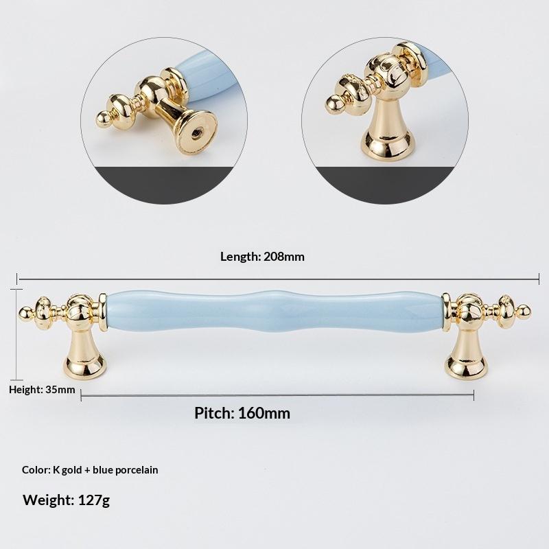 Modern Colored Ceramic Furniture Handle Golden Wardrobe Cabinet Handles Closet Door Knob Dressing Table And Drawer Pull Hardware