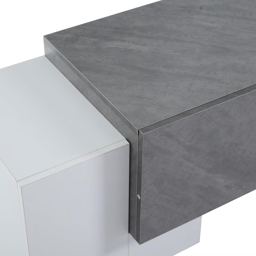 TV Schrank, TV Lowboard Moderner 60/65/70 Zoll Fernseher, TV Ständer 4 Türen, Glasböden, TV Bank Wohnzimmer Schlafzimmer, TV Möbel, Weiß & Grau