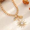 Light Luxury High-end Sun Pendant Necklace Personalized Diamond Thick Chain Alloy Collarbone Chain Jewelry Women