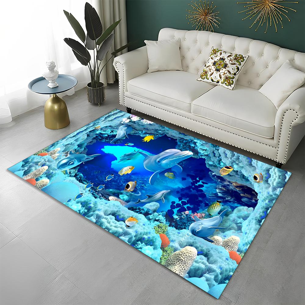 3D ковер-иллюзия морского дна, подводный мир, для дома, гостиной, спальни, дивана, коврик-дверной коврик, декор, детский коврик, нескользящий напольный коврик