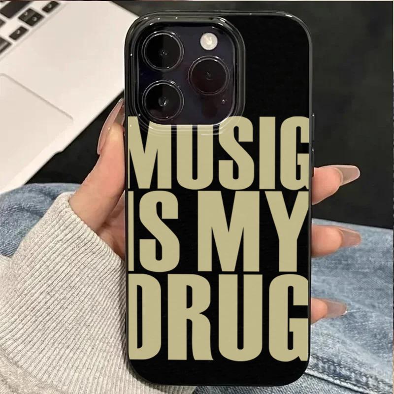 Love Music English Trendy Art Personalized Creative Phone Case For iPhone 16 15 14 13 12 11 17 18 Pro Max 16E Air 7 8 Plus Cover 5