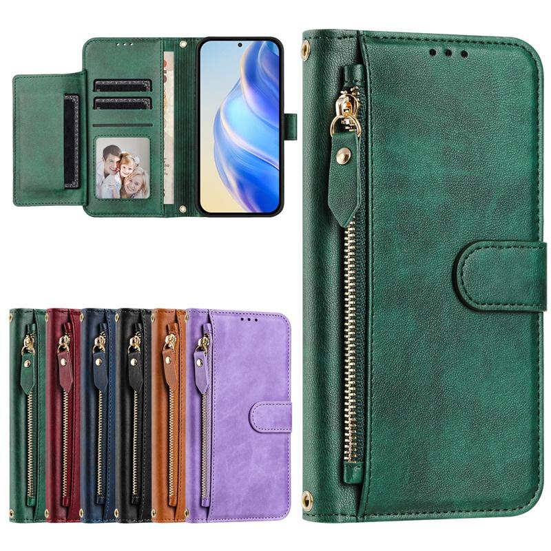 Flip Case for Vivo S16 S16E S17 S17T S18 S19 X100 X100S X200 Pro Mini 5G Leather Wallet Cover Card Slot Bag Zipper Casing
