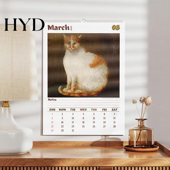 Cat Lover Gift Calendar 2026 Wall 12-Month Strange Cats in Renaissance Paintings for Retro Art Home Office Unique Historical Lovers