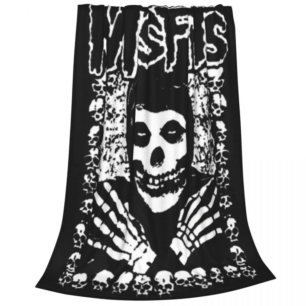 Вязаный плед с принтом рок-группы Misfits, фланелевый плед для спальни, дивана, легкое покрывало