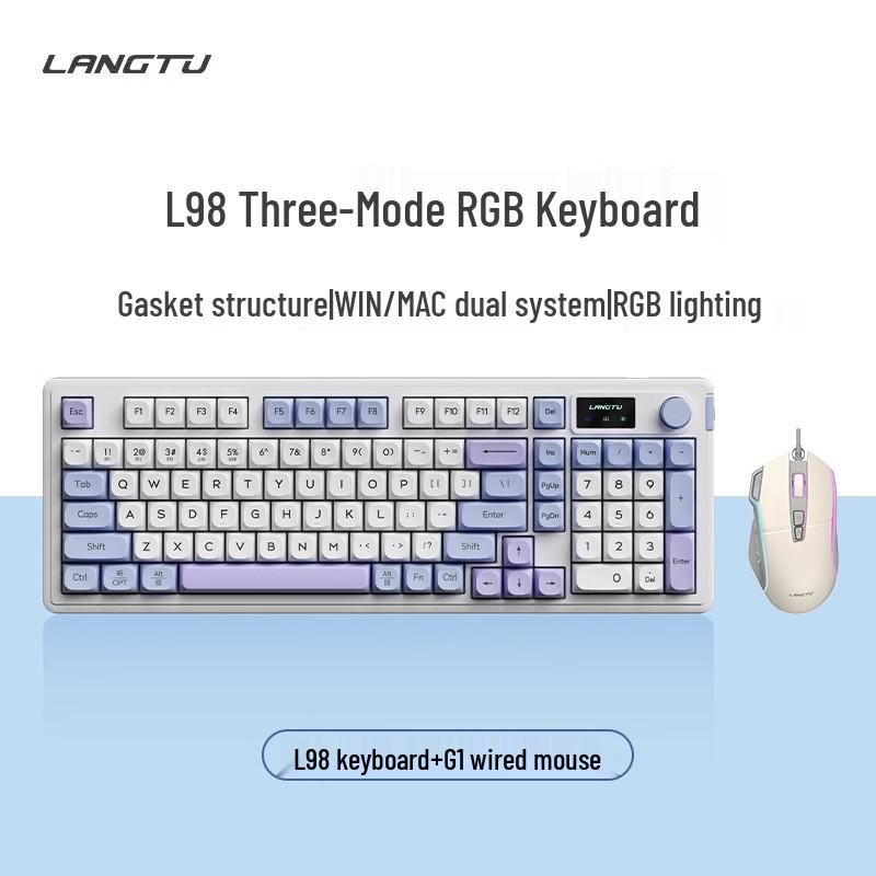 Беспроводной набор клавиатуры и мыши L98 Silent - Стильный RGB-дизайн для девушек, офиса и игр