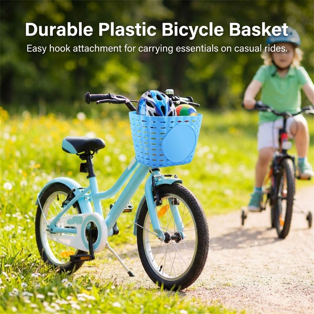Children Bike Front Basket Bicycle Handlebar Storage Basket Front Mounted Carrier for Kids Bikes and Scooters Universal Riding Accessory