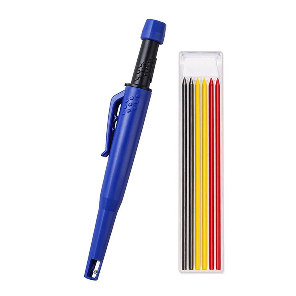 Plastic Carpenter Pencil Built-In Sharpener Deep Hole Pencil New Woodworking Marker Pen Carpentry